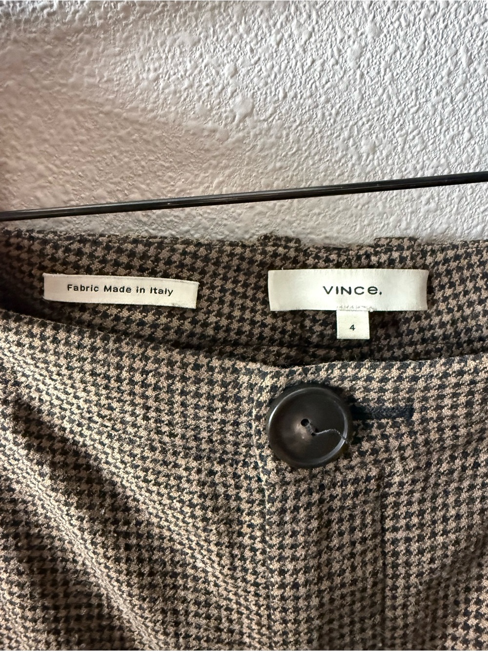 Vince Houndstooth Pleat Front Pants Black Camel Wool Blend Business Casual Sz 4 - Picture 6 of 13